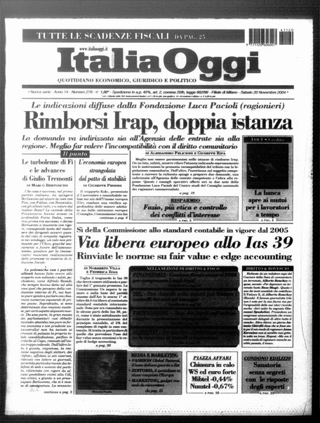 Italia oggi : quotidiano di economia finanza e politica